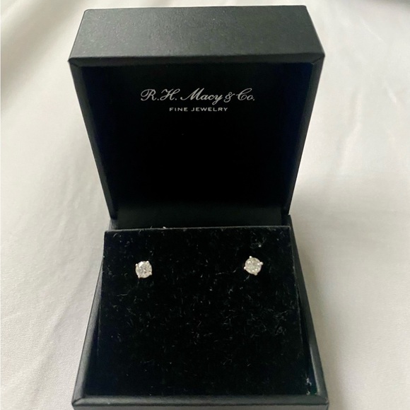 Macy's 1/3 CT TW Natural Diamond Studs in 14K White Gold